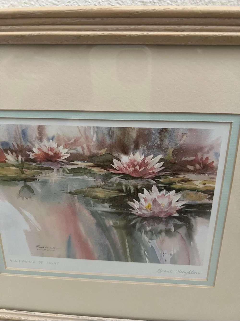 Framed Water Lily Art Print in Soft Pastels by Brent Heighton